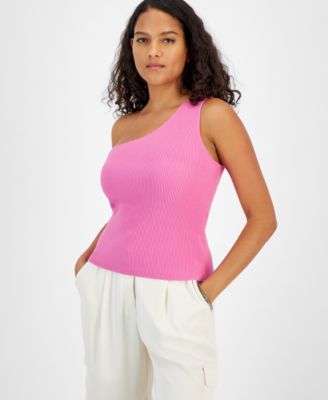 Bar III - Women's One-Shoulder Sleeveless Ribbed Sweater