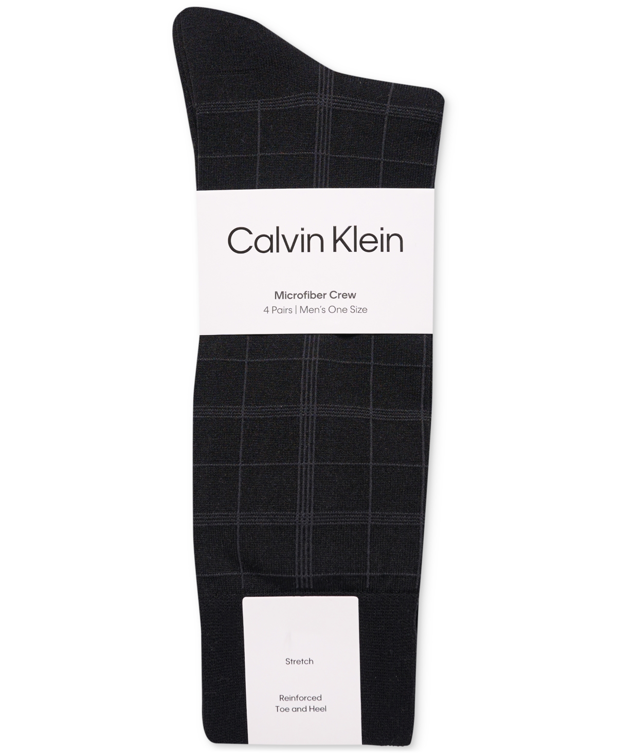 Calvin Klein Men's Crew Length Microfiber Dress Socks, Assorted Patterns, Pack Of 4 In Gray