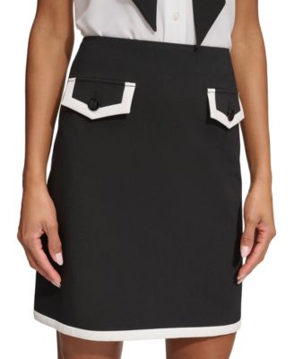 KARL LAGERFELD PARIS - Women's Colorblocked Flap-Pocket Skirt