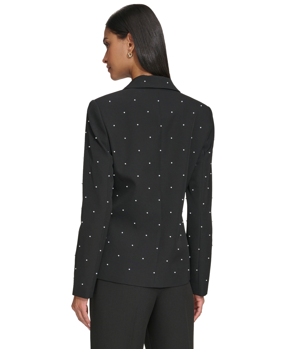 Shop Karl Lagerfeld Women's Bead-embellished Single-button Blazer In Black