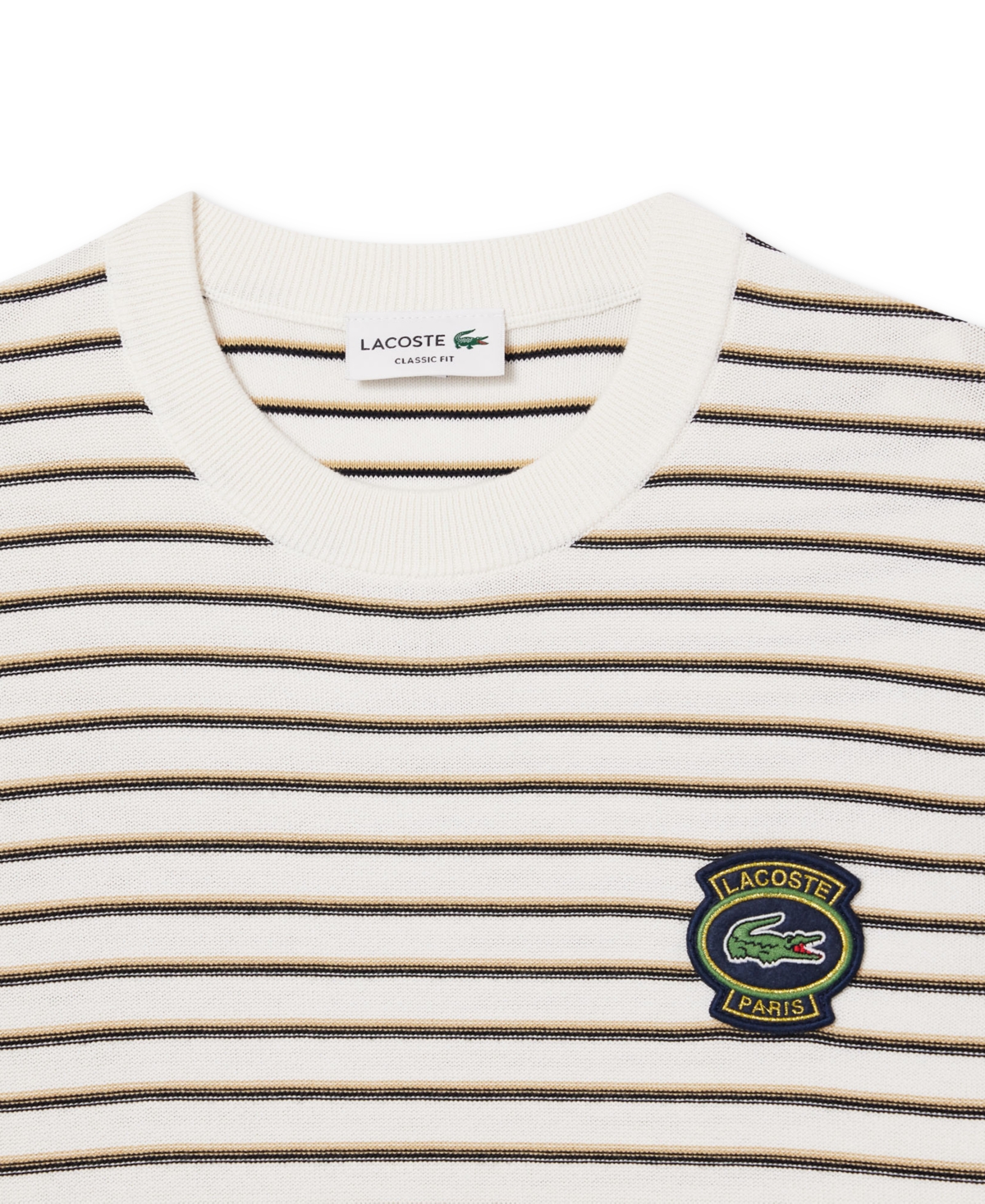 Shop Lacoste Men's Classic-fit Striped Crewneck Sweater In Ity Laponie,marine-spleen