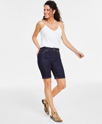 I.N.C. International Concepts Women s High Rise Denim Bermuda Shorts Created for Macy s Macy s