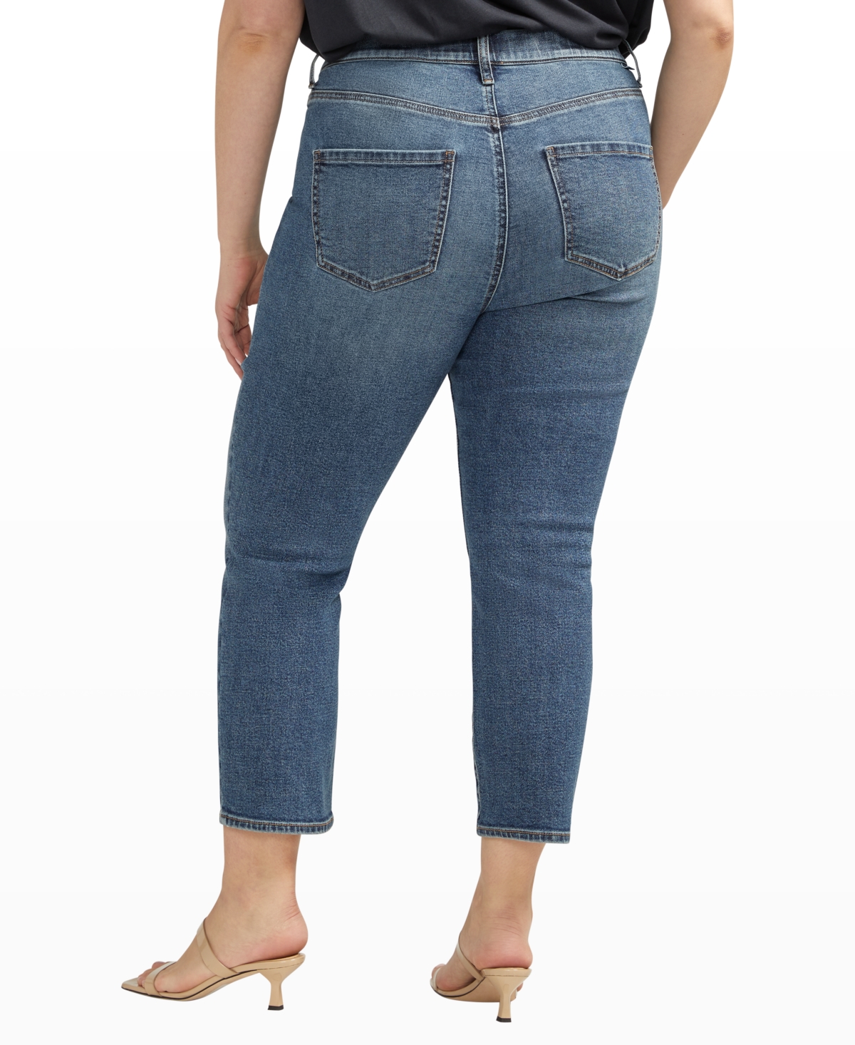 Shop Jag Plus Size Valentina High Rise Straight Leg Cropped Jeans In Stargazer Blue