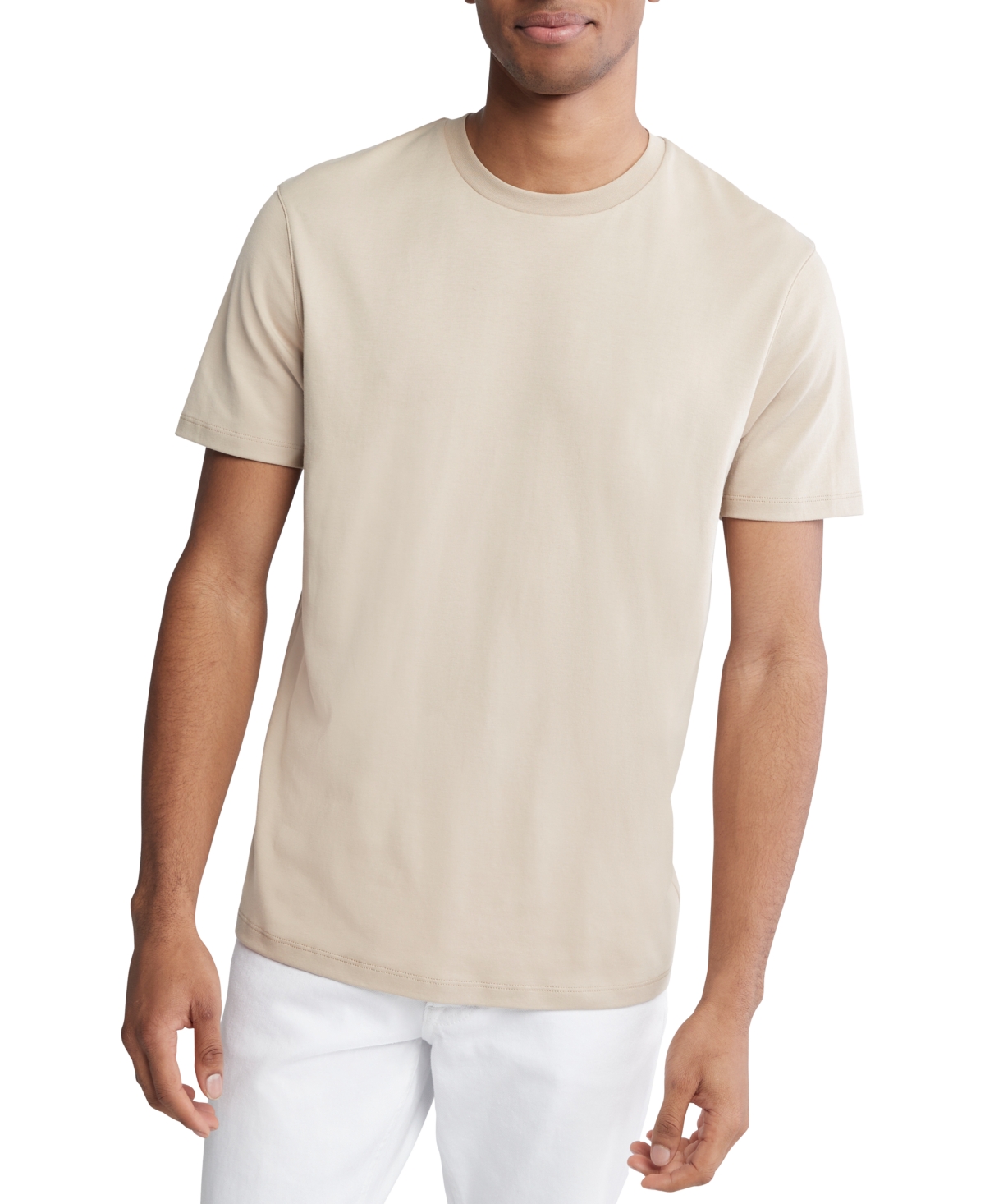 Shop Calvin Klein Men's Short Sleeve Supima Cotton Interlock T-shirt In White Pepper