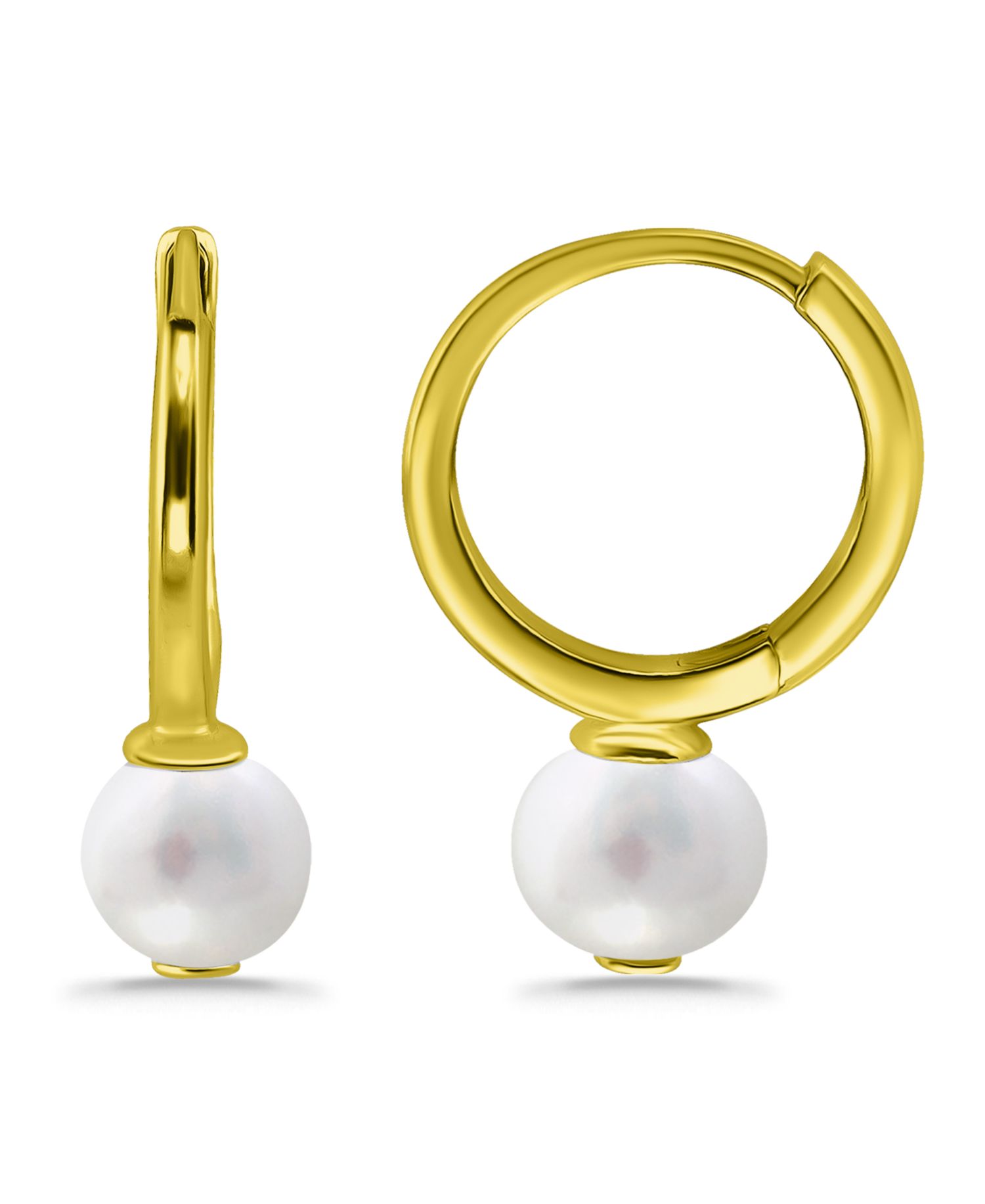 White Cultured Pearl Huggie Hoop Earring