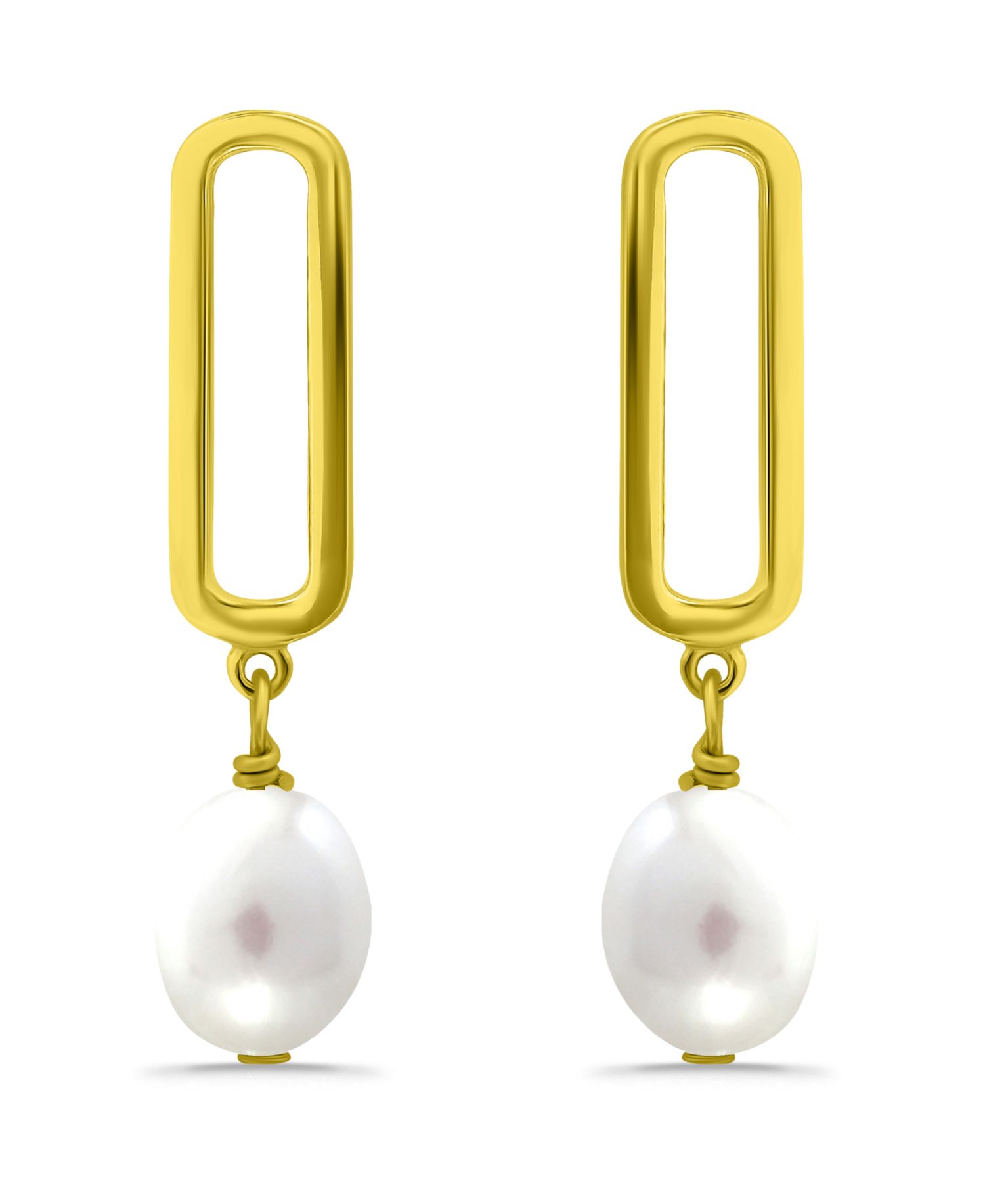White Cultured Pearl Paperclip Drop Earring