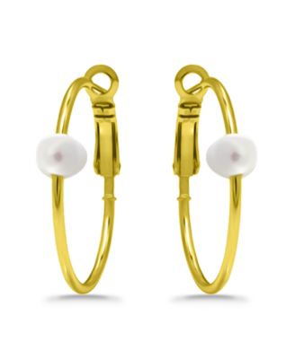 White Cultured Pearl Hoop Earrings