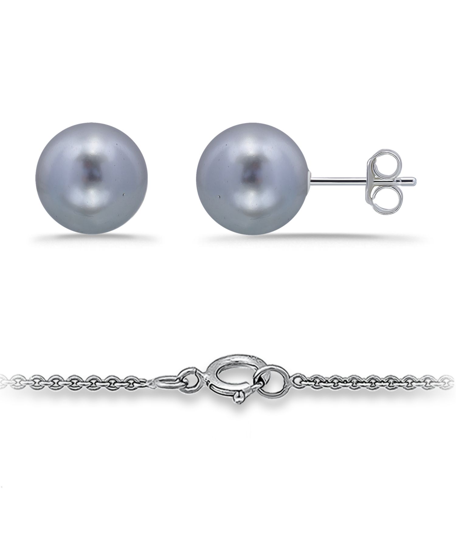 Shell Pearl Pendant and Freshwater Shell Pearl Stud Necklace and Earring Set