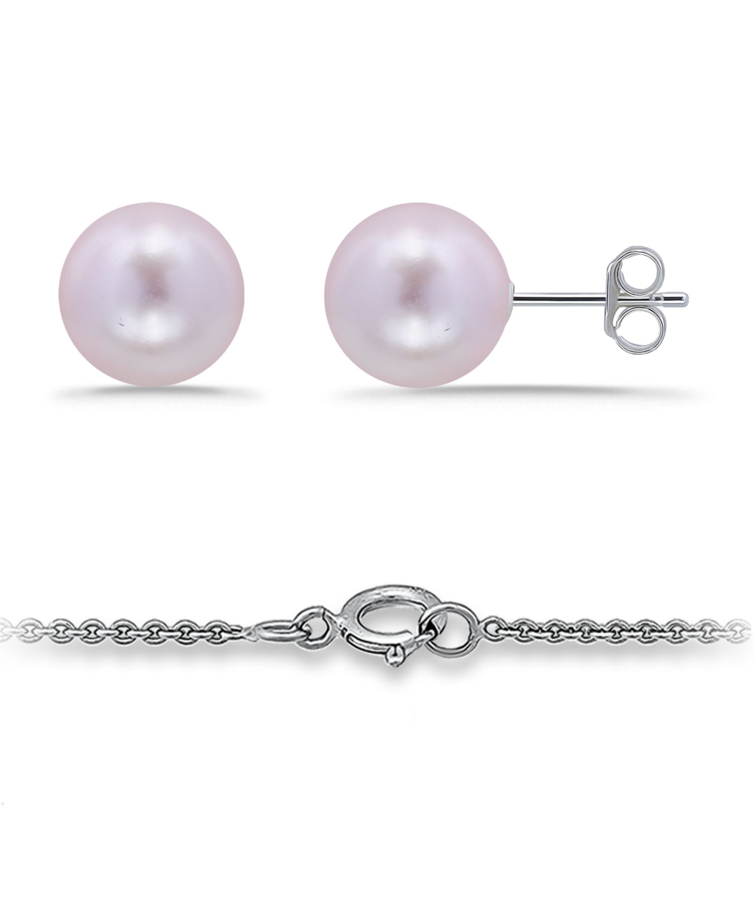 Shell Pearl Pendant and Freshwater Shell Pearl Stud Necklace and Earring Set