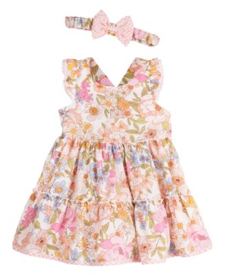 Rare Editions Baby Girls Mixed Media Dress with Matching Headband and ...