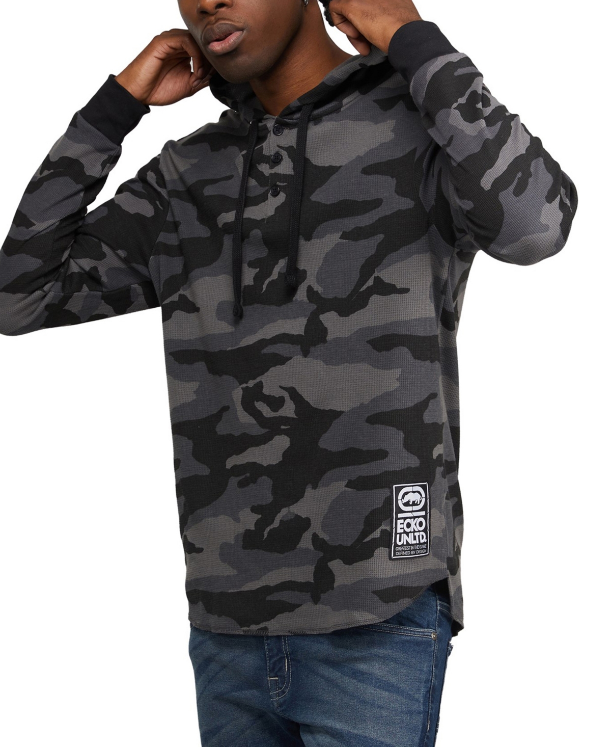 Men's Hooded Solid Stunner 2.0 Thermal Sweater - Street Camo