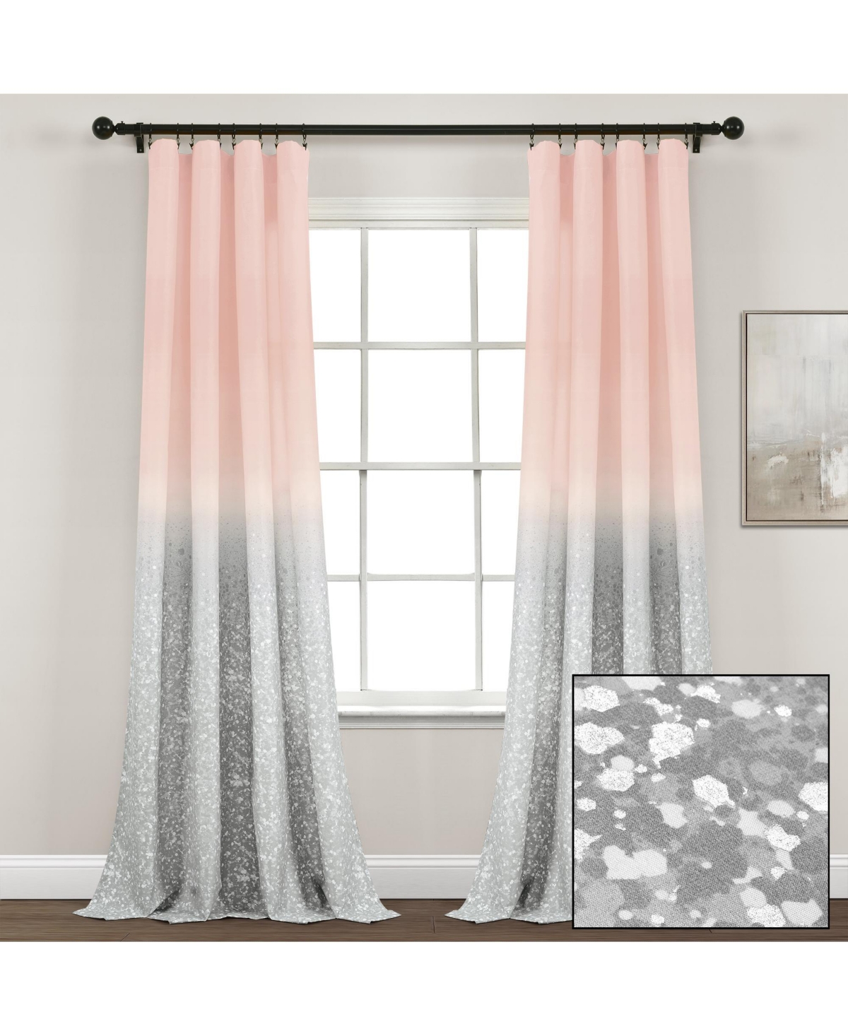 Lush Decor Glitter Ombre Metallic Print Window Curtain Panels In Blush