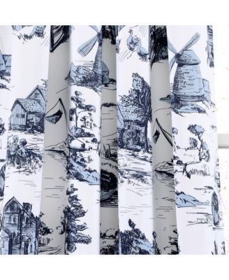 French Country Toile Light Filtering Window Curtain Panels