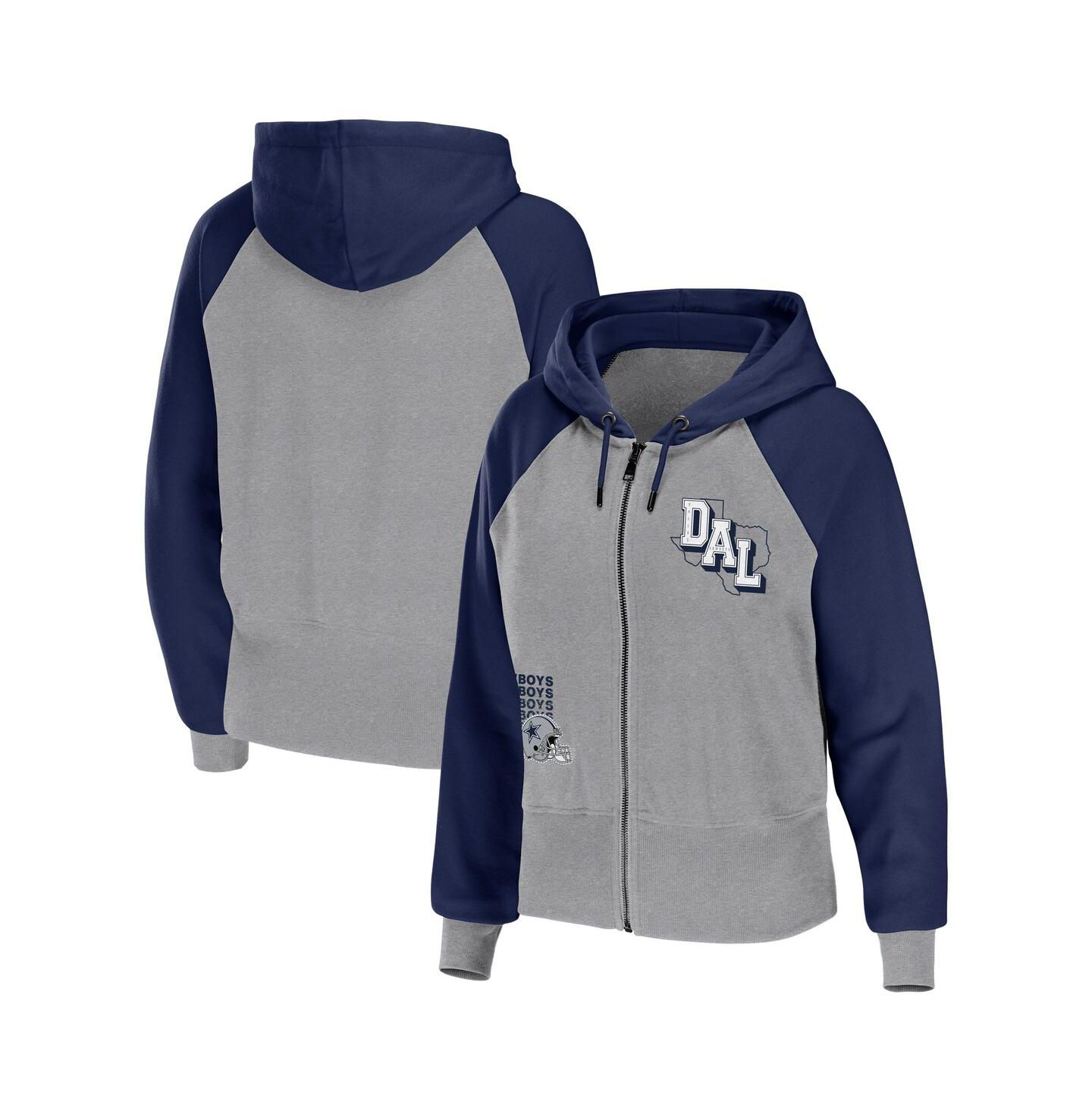 Женское худи WEAR by Erin Andrews Silver Dallas Cowboys Colorblock Lightweight Full-Zip — фото 1