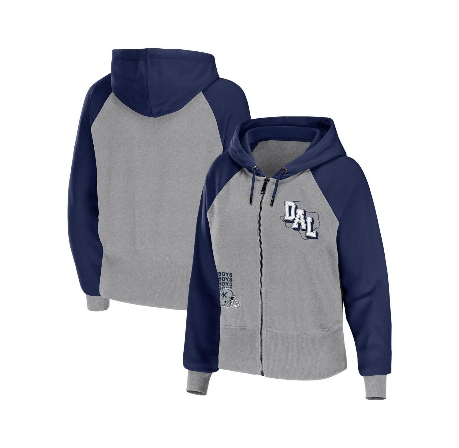 Women's Silver Dallas Cowboys Colorblock Lightweight Full-Zip Hoodie