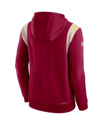 Men's Burgundy Washington Commanders Sideline Athletic Stack Performance Pullover Hoodie
