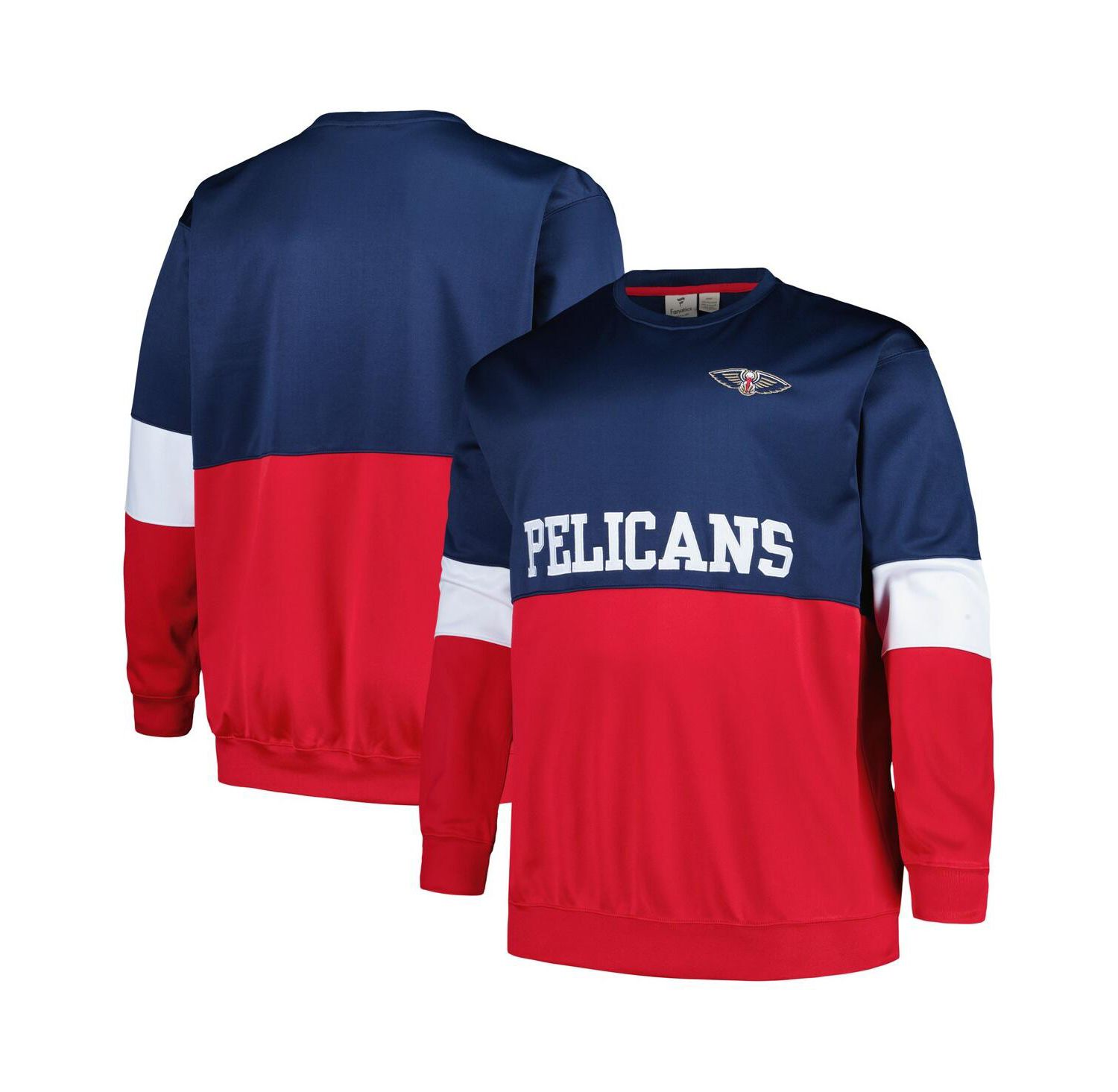 Men's Navy, Red New Orleans Pelicans Big and Tall Split Pullover Sweatshirt