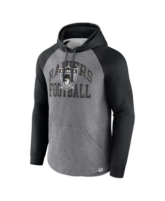 Men's Heather Gray Distressed Las Vegas Raiders Favorite Arch Raglan Pullover Hoodie