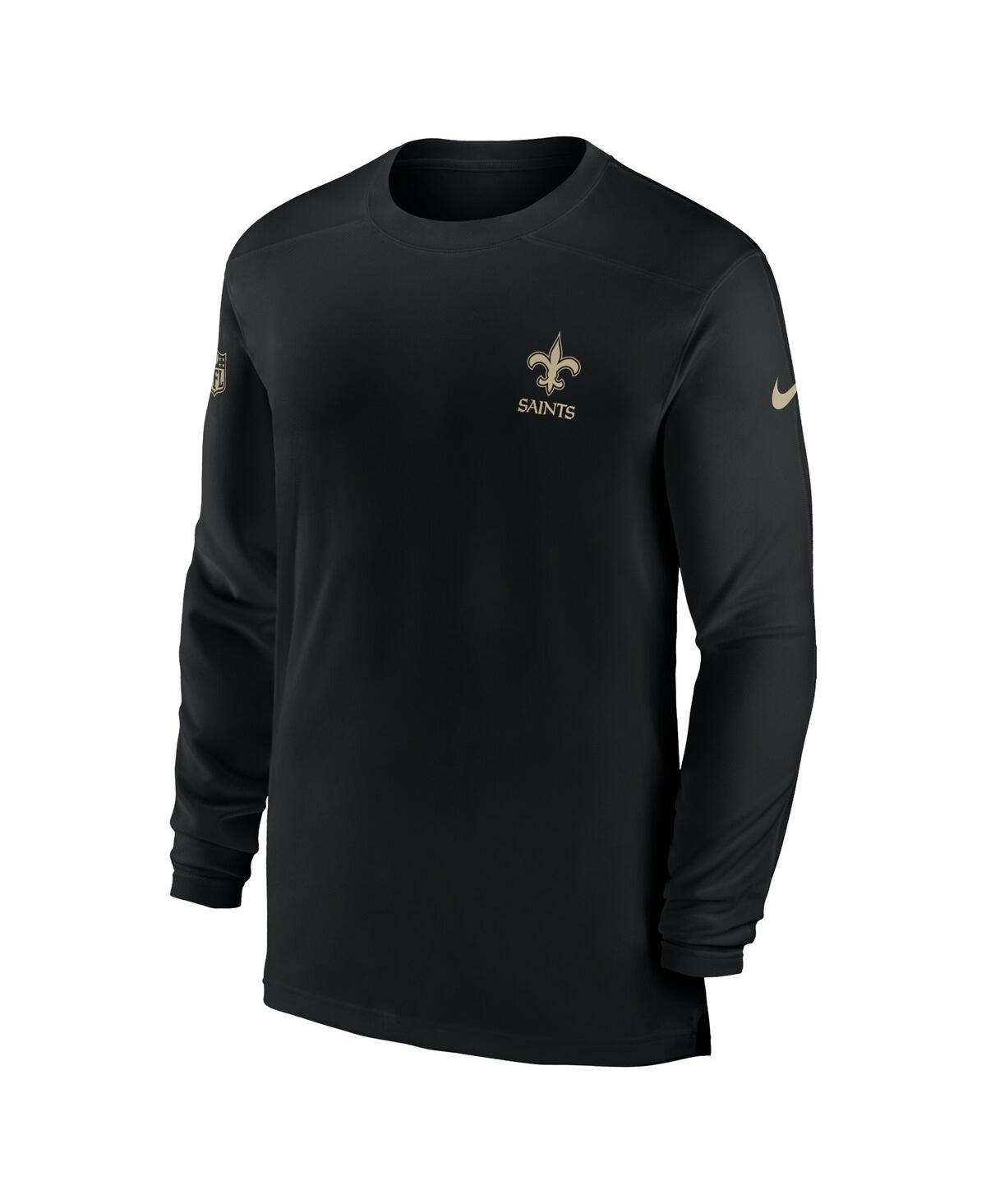 Men's NikeNew Orleans Saints Sideline Coach Performance Long Sleeve T-shirt - Black