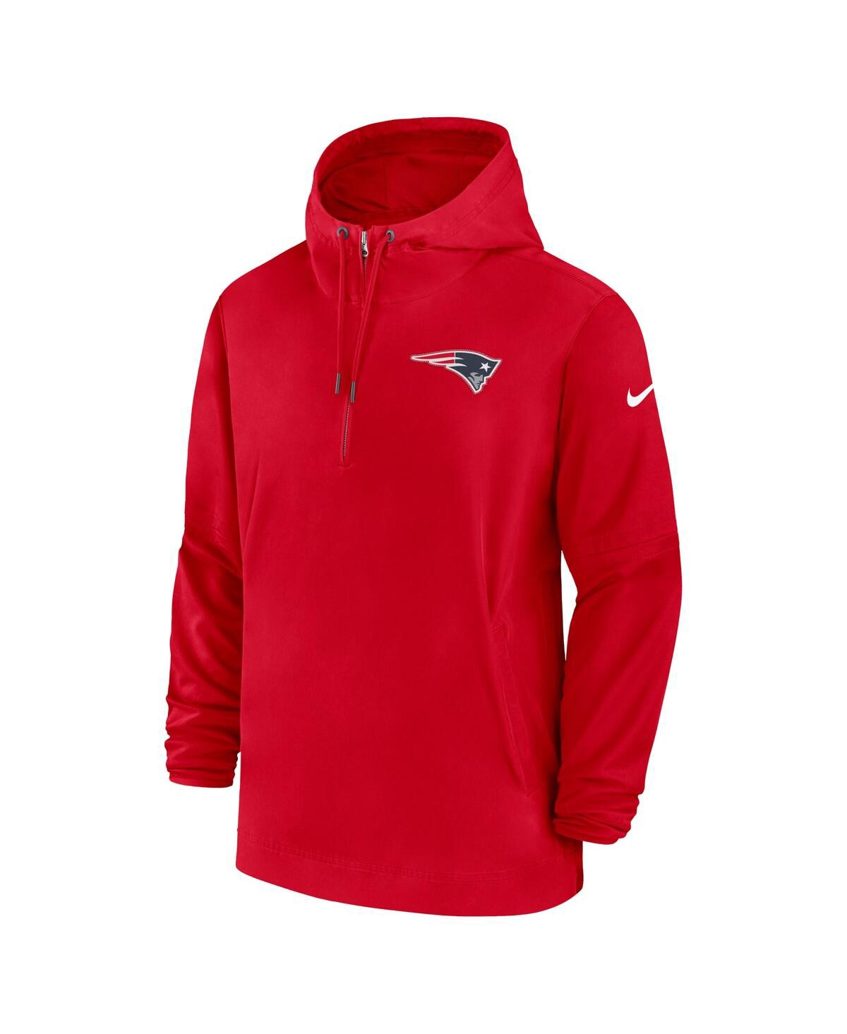 Men's NikeNew England Patriots Sideline Quarter-Zip Hoodie - Red
