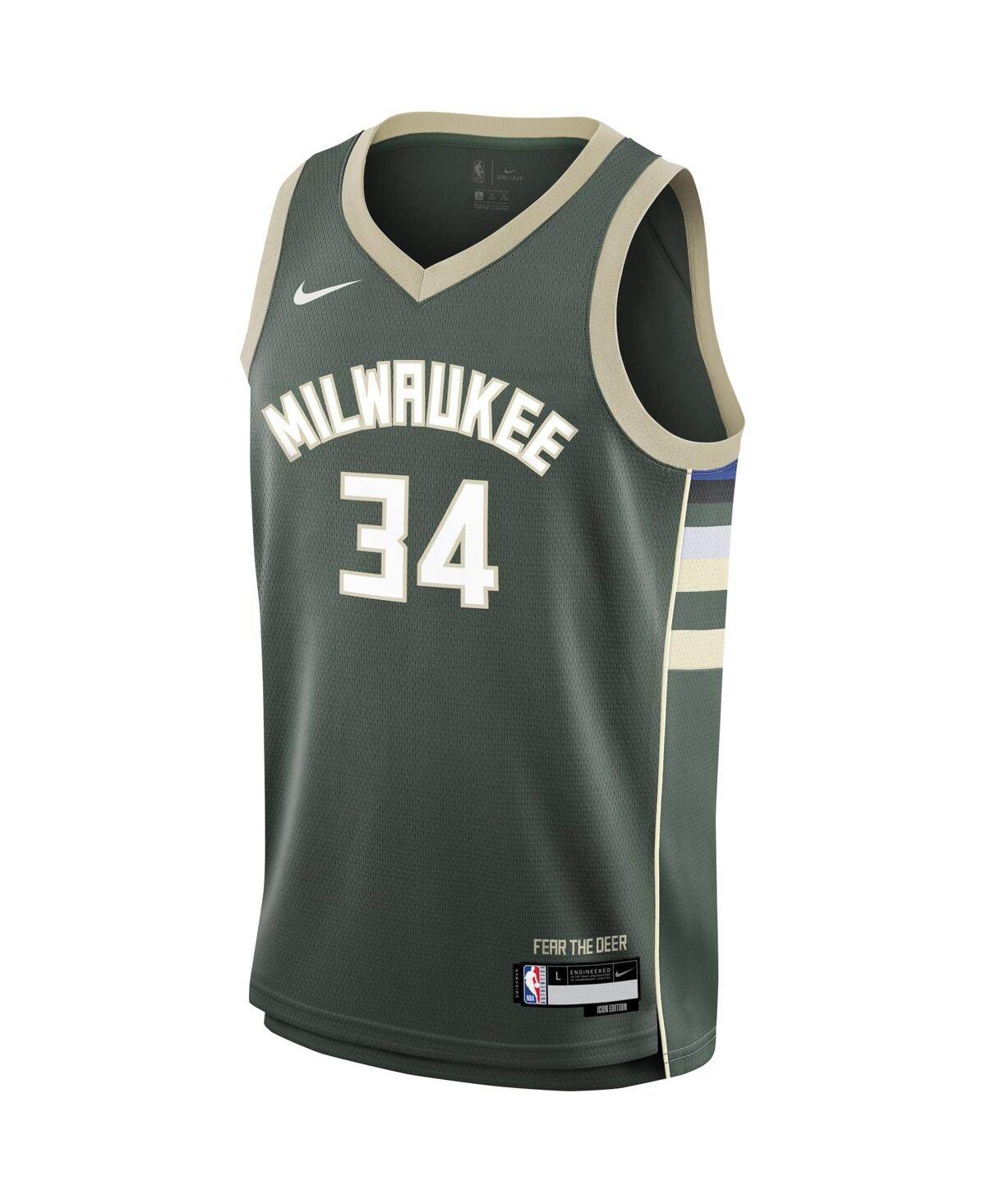 Big Boys Nike Giannis AntetokounmpoMilwaukee Bucks Swingman Jersey - Icon Edition - Hunter Green