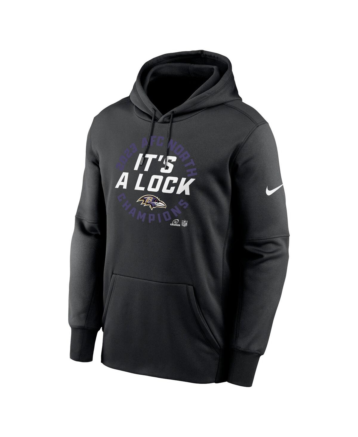 Men's NikeBaltimore Ravens 2023 Afc North Division Champions Locker Room Trophy Collection Pullover Hoodie - Black