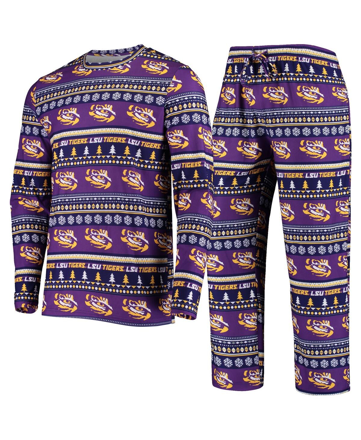 Men's Concepts Sport Purple Lsu Tigers Ugly Sweater Knit Long Sleeve Top and Pant Set - Purple