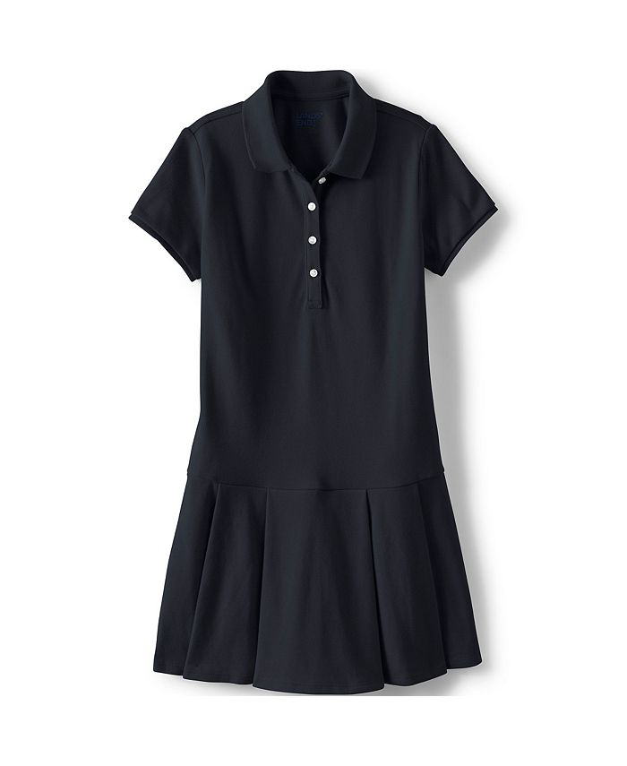 Lands' End School Uniform Girls Short Sleeve Mesh Pleated Polo Dress
