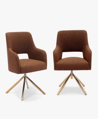 Mid-Century Modern Wide Boucle Swivel Accent Arm Chair (Set of 2)