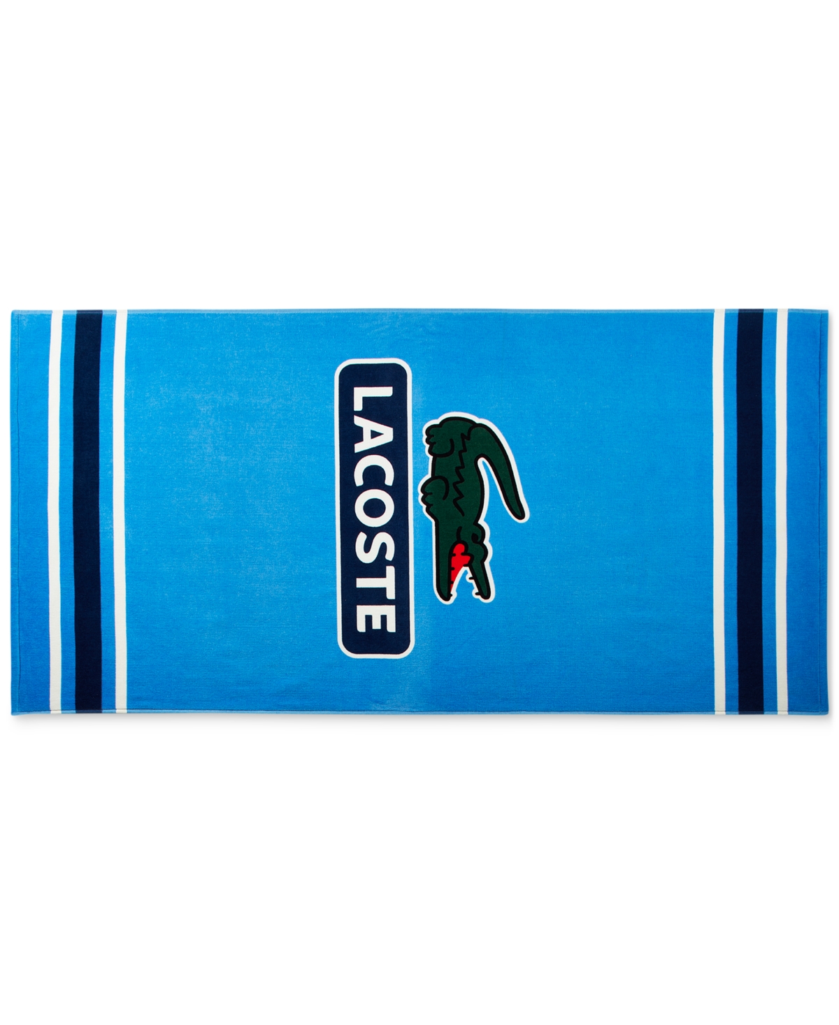 Shop Lacoste Home Croc Badge Signature Cotton Beach Towel In Blue