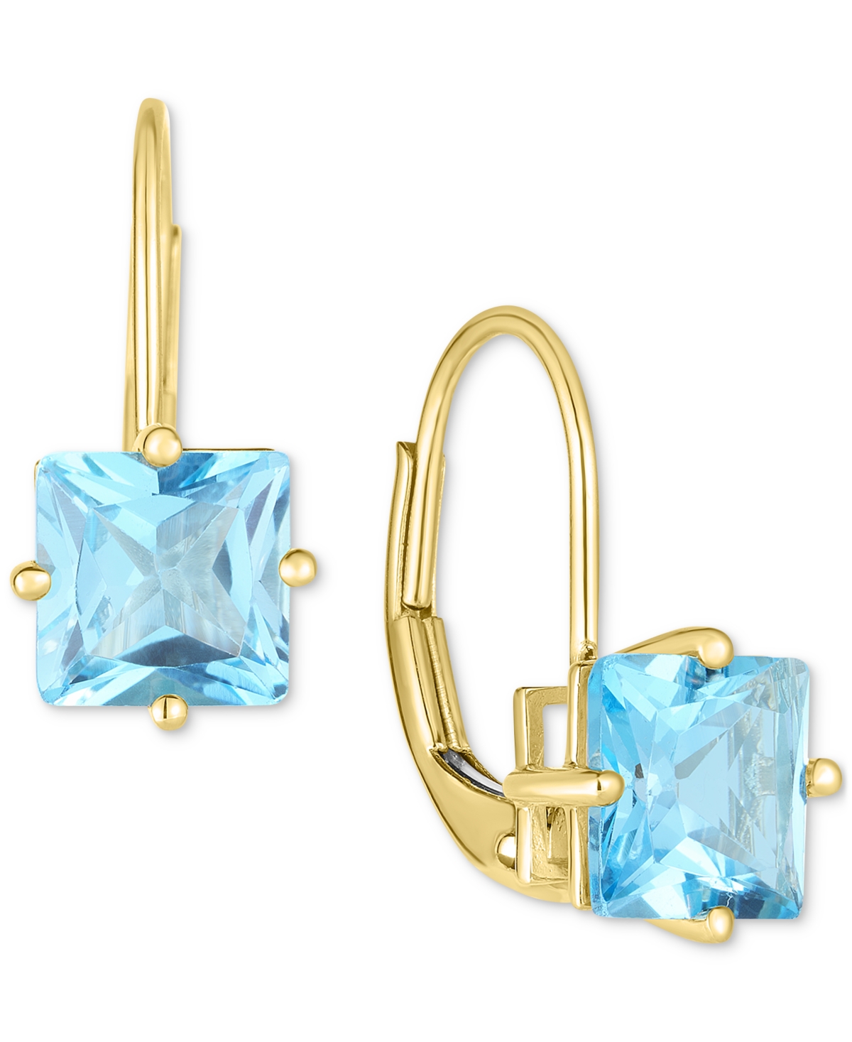 Shop Macy's Amethyst Princess Leverback Earrings (2 Ct. T.w.) In 14k Gold (also In Garnet & Blue Topaz)