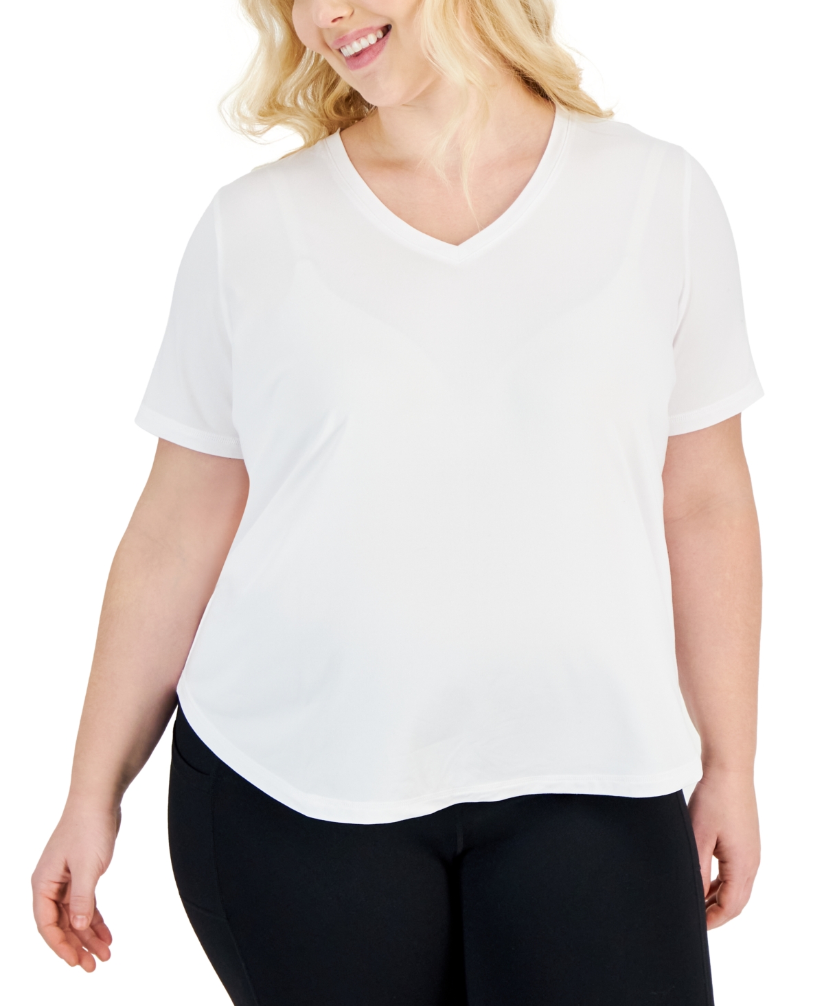 Plus Size Solid Essentials Active Tee, Created for Macy's - Bright White