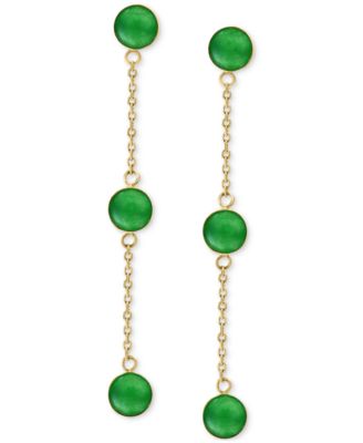 EFFY&reg; Dyed Jade Bezel-Set Linear Chain Drop Earrings in 14k Gold