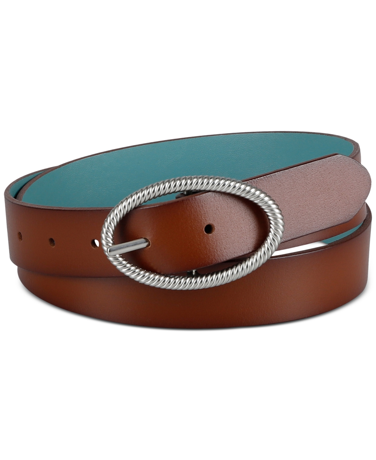 Shop Levi's Women's Two-in-one Twisted-buckle Reversible Belt In Tan,blue