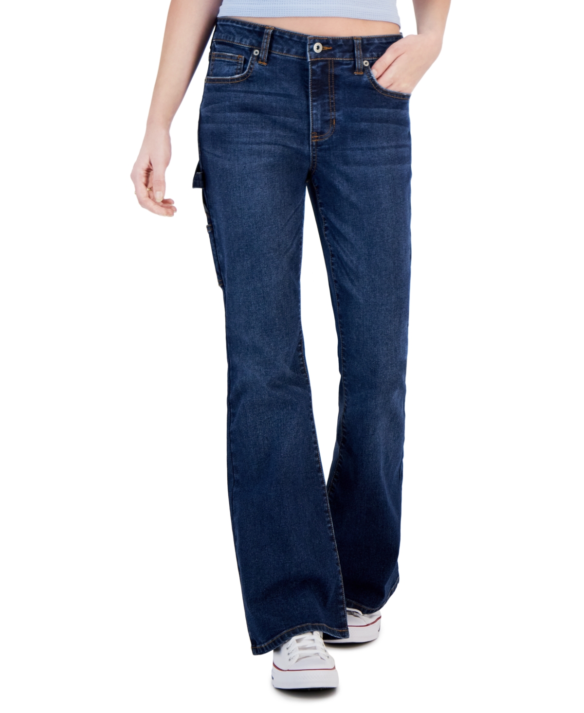 Juniors' Mid-Rise Flared Utility Jeans - Likable