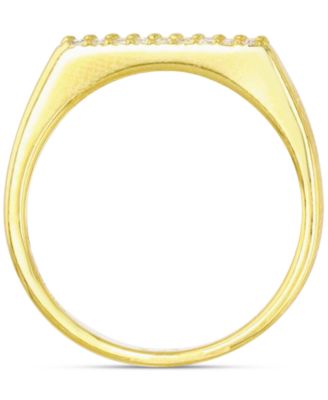 Cubic Zirconia Rectangular Cluster Ring in 14k Gold-Plated Sterling Silver
