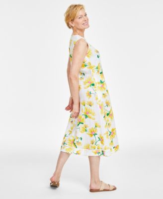 charter club lemon dress Charter Club Women's 100% Linen Embroidered-Hem Sleeveless Dress, Macy's  Exclusive