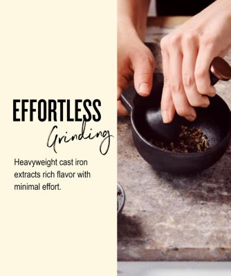 Enameled Cast Iron, PFAS-Free, 2-Cup Capacity, Textured Interior – Mortar and Pestle Grinder