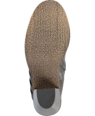 Women's Strap Round Toe Stacked Heel Dress Booties