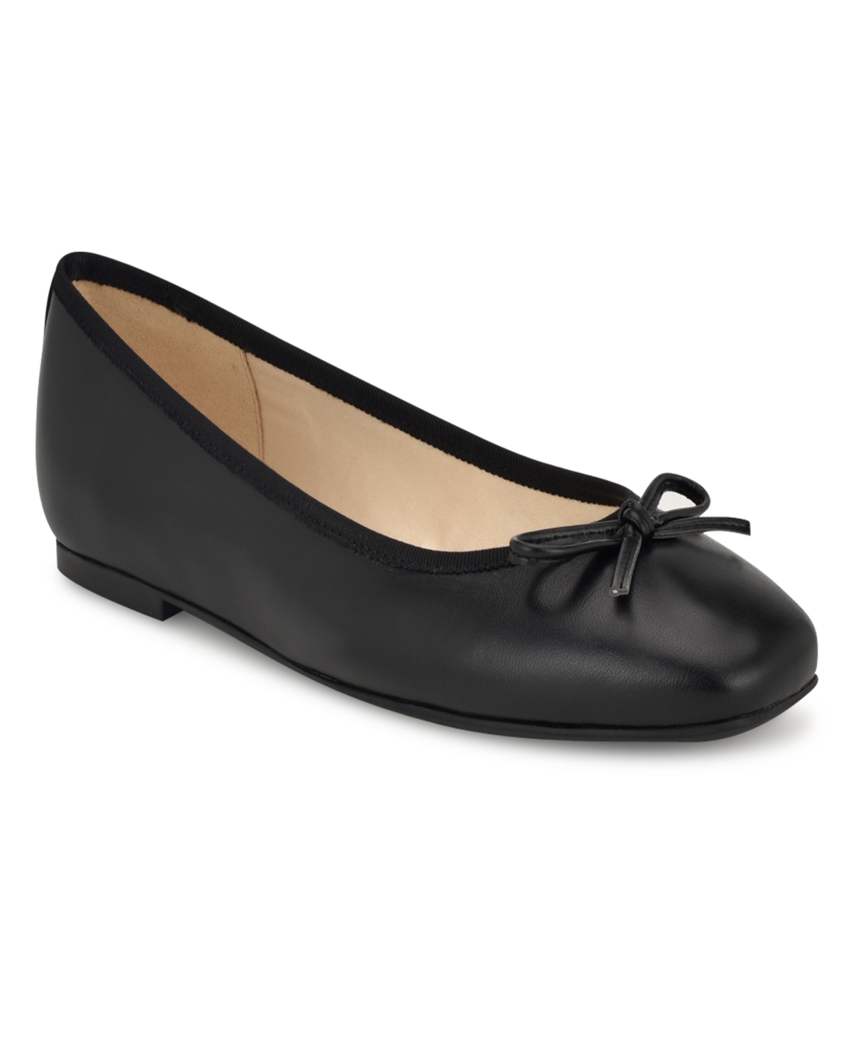 Nine West Women's Tootsy Square Toe Slip-on Ballet Dress Flats In Black - Faux Leather