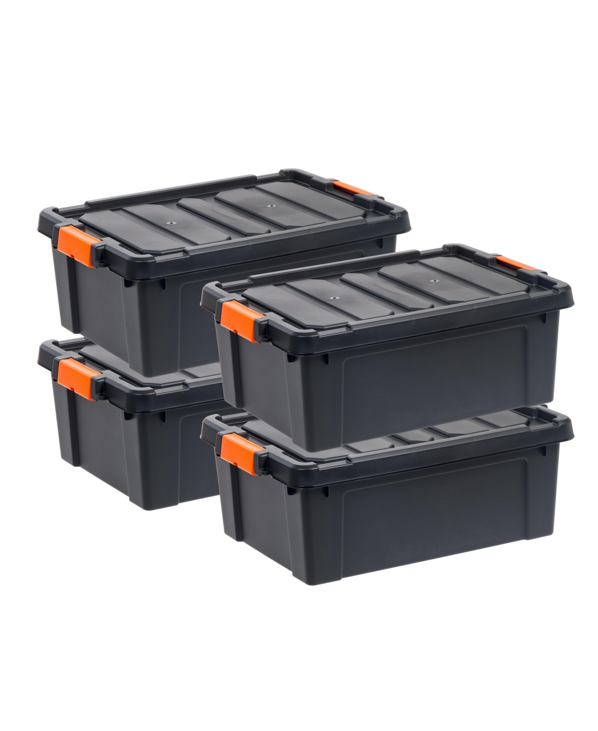 47 Quart Heavy Duty Plastic Storage Box, Black, 4 Pack - Black