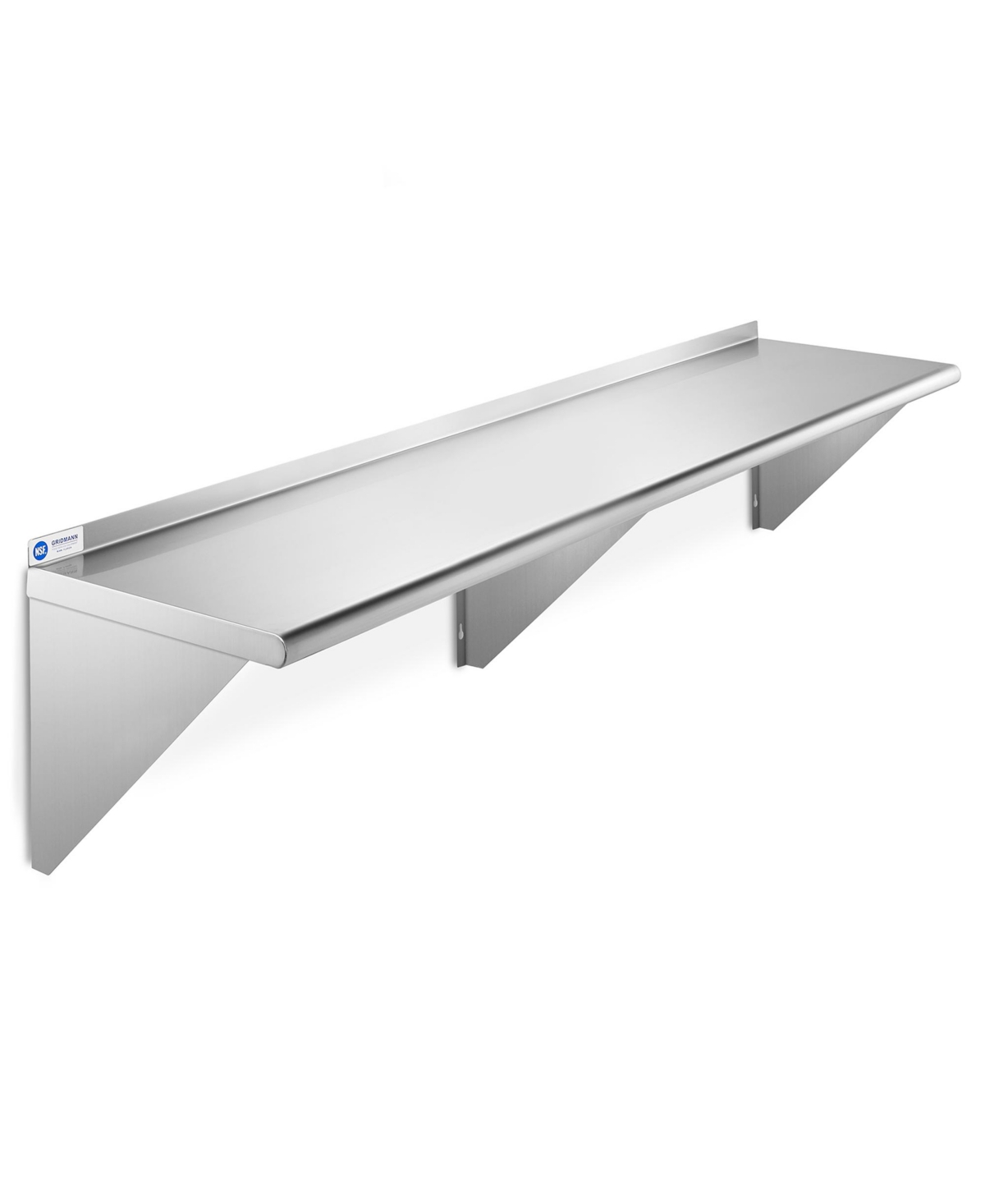 14" x 72" Nsf Stainless Steel Kitchen Wall Mount Shelf w/ Backsplash - Silver