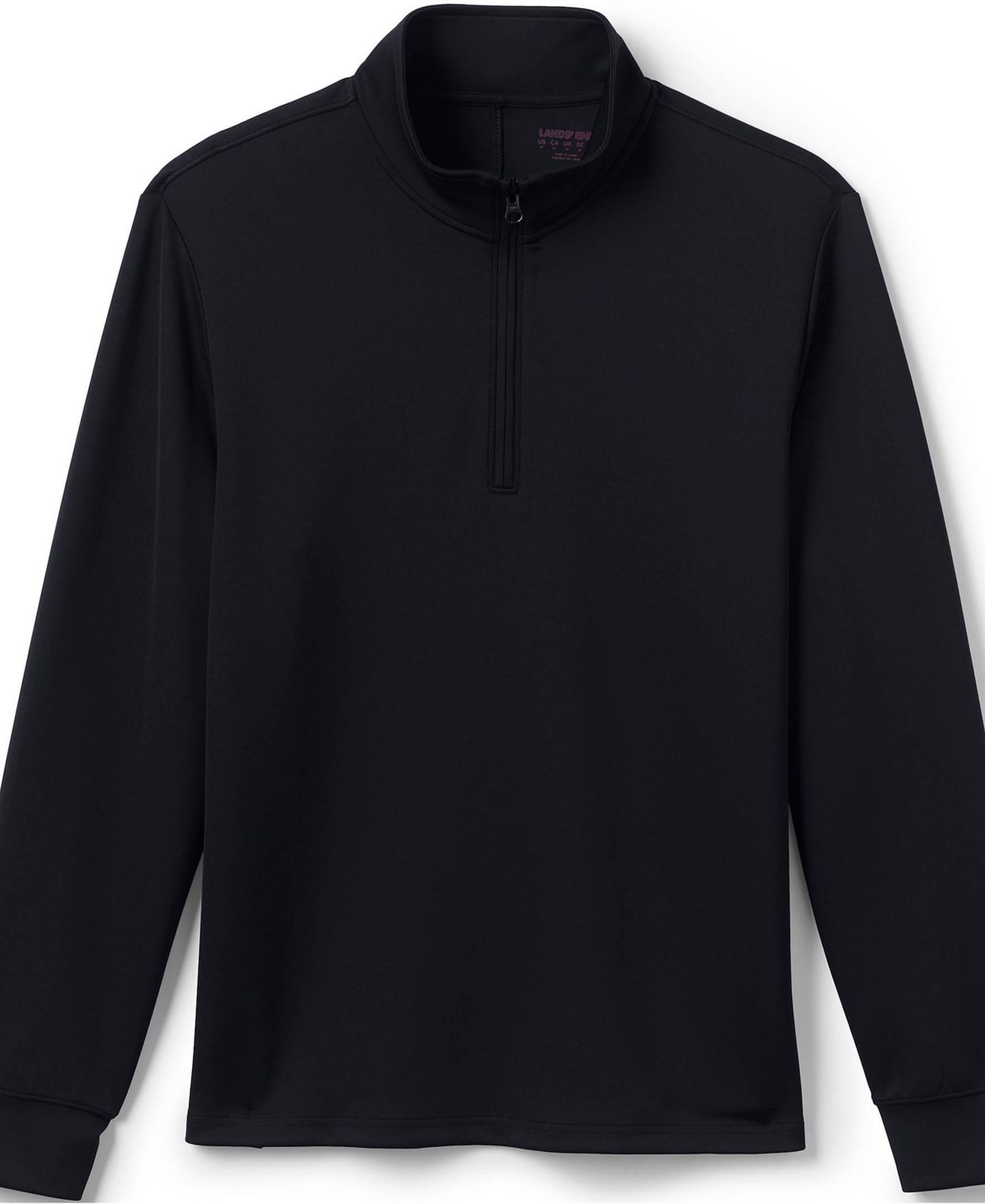 Мужской свитер Lands' End School Uniform Quarter Zip Pullover T-Shirts, цвет: Чёрный — фото 2