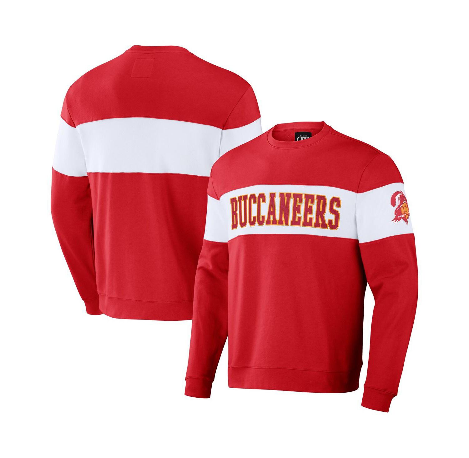 Men's NFL x Darius Rucker Collection by Red Distressed Tampa Bay Buccaneers Team Color and White Pullover Sweatshirt