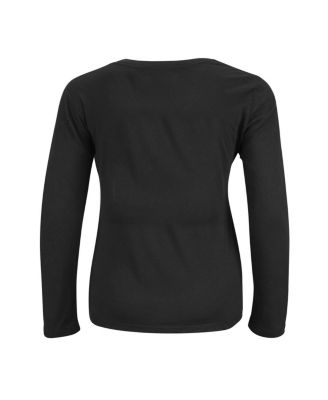 Women's  Black Baltimore Ravens 2023 AFC North Division Champions Plus Size Conquer Long Sleeve Crew Neck T-shirt