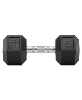 Rubber Coated Hex Dumbbell Hand Weight, 35 lbs