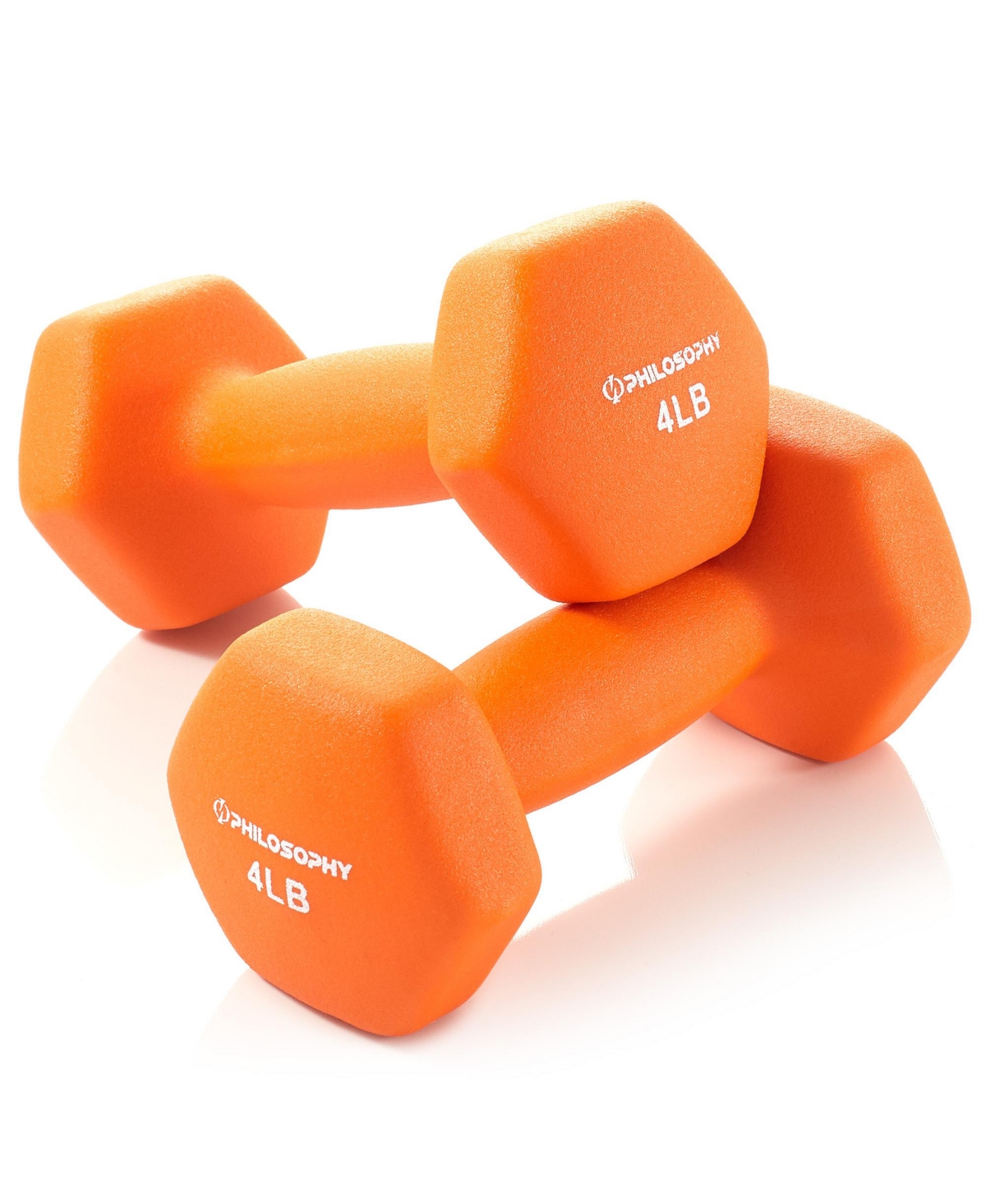 Neoprene Dumbbell Hexagon Hand Weights, 4 lb Pair - 8 lb Total - Orange