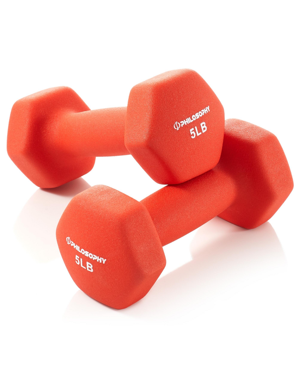 Neoprene Dumbbell Hexagon Hand Weights, 5 lb Pair - 10 lb Total - Red