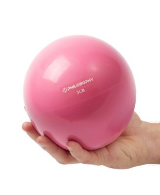 Toning Ball, 3 LB, Pink - Soft Weighted Mini Medicine Ball