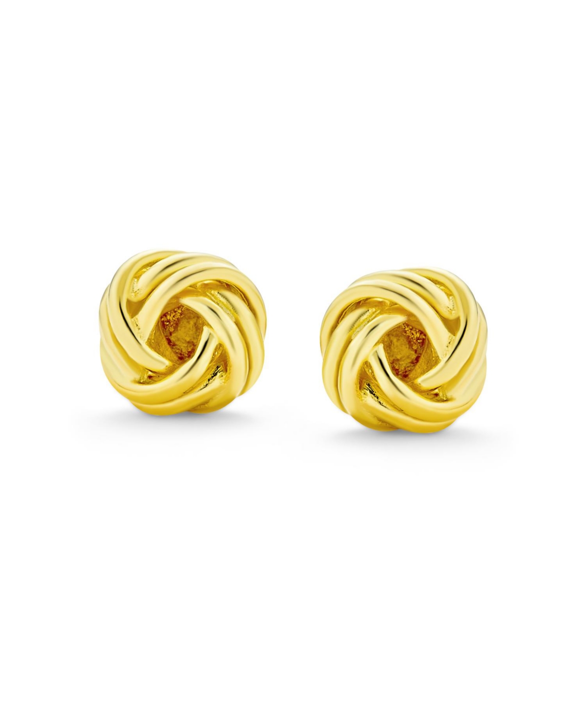 Bling Jewelry Classic Round Ball Woven Twisted Rope Cable Love Knot Ball Stud Earrings For Women Yellow Gold Plated Sterling Silver - Gold-tone